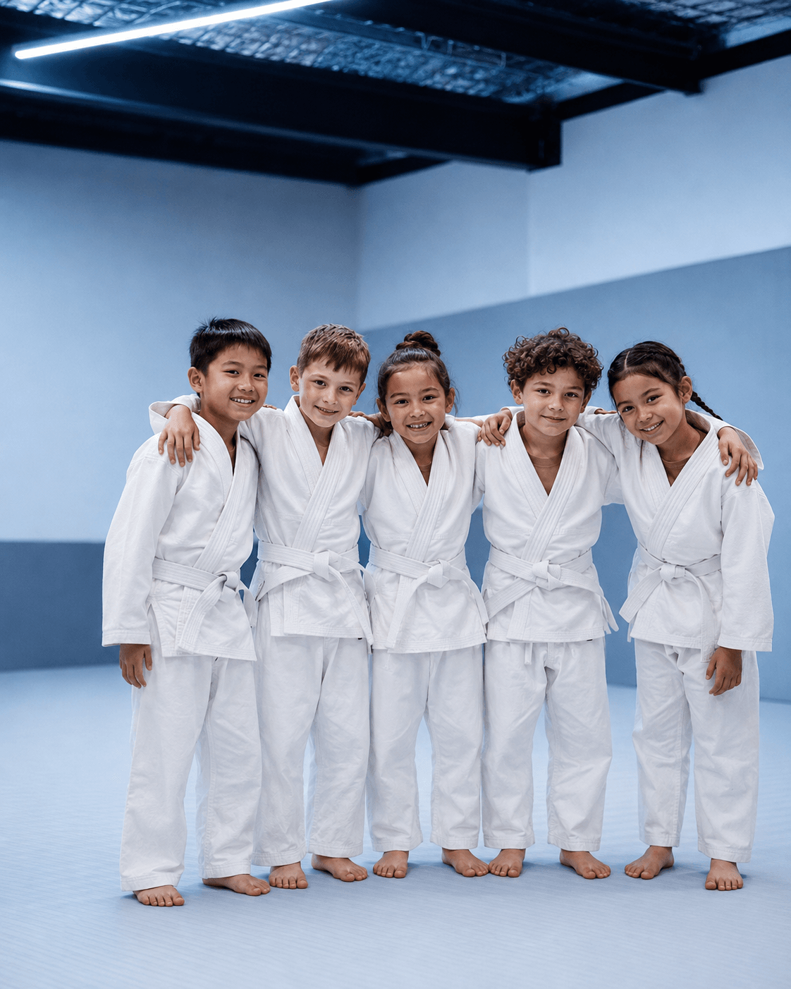 Kids martial arts students practicing together at Chess Club Martial Arts